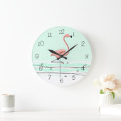 Flamingo Aqua numbers clock round Große Wanduhr (Zuhause)