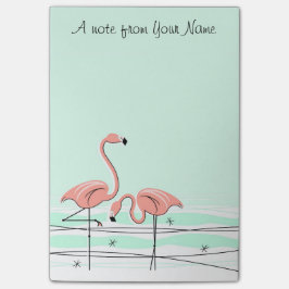 Flamingo-Aqua-Paar-"Text" Vertikale Post-it Klebezettel