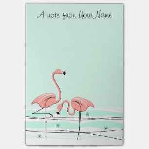 Flamingo-Aqua-Paar-"Text" Vertikale Post-it Klebezettel