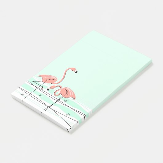 Flamingo-Aqua-Paarvertikale Post-it Klebezettel (angewinkelt)