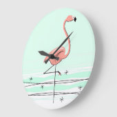 Flamingo Aqua rund Große Wanduhr (Winkel)