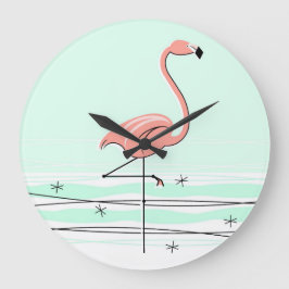 Flamingo Aqua rund Große Wanduhr