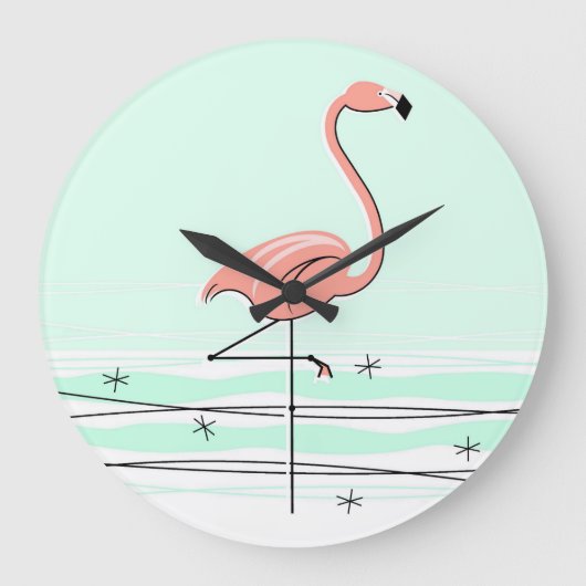 Flamingo Aqua rund Große Wanduhr (Vorderseite)