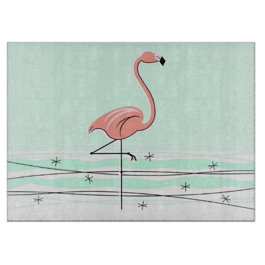 Flamingo Aqua Schneidebrett (Vorderseite)