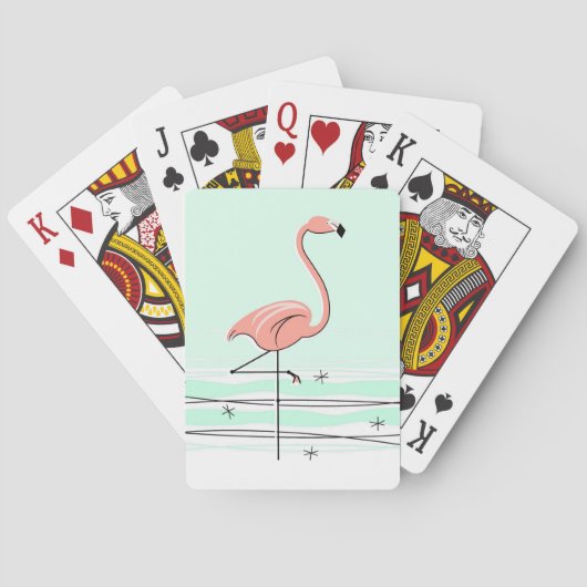 Flamingo Aqua spielt Karten Spielkarten (Rückseite)
