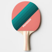 Flamingo Aqua Stripes with Name Tischtennis Schläger (Rückseite)