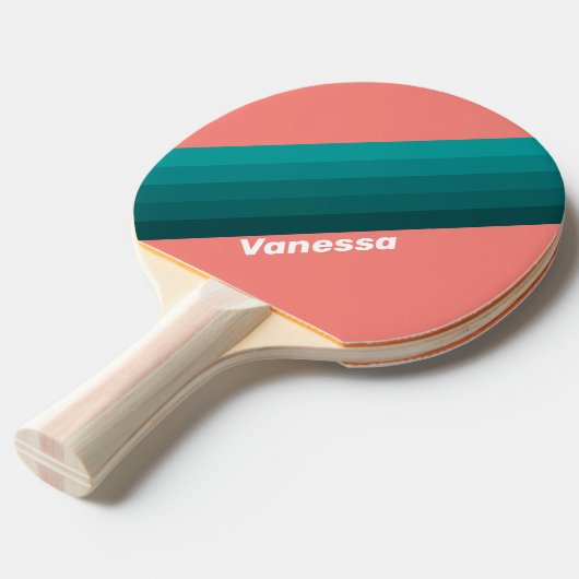 Flamingo Aqua Stripes with Name Tischtennis Schläger (Vorderseite)