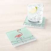 Flamingo Aqua Untersetzer Glas (Schrägansicht)