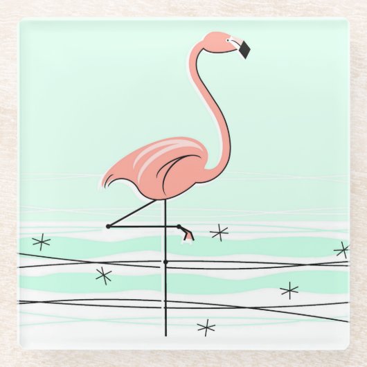 Flamingo Aqua Untersetzer Glas (Vorderseite)