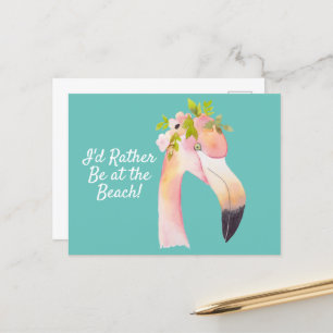 Flamingo Aquarell - am Strand Postkarte