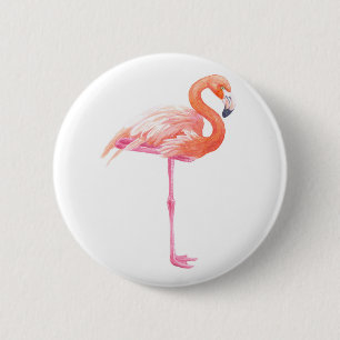 Flamingo-Aquarell Button