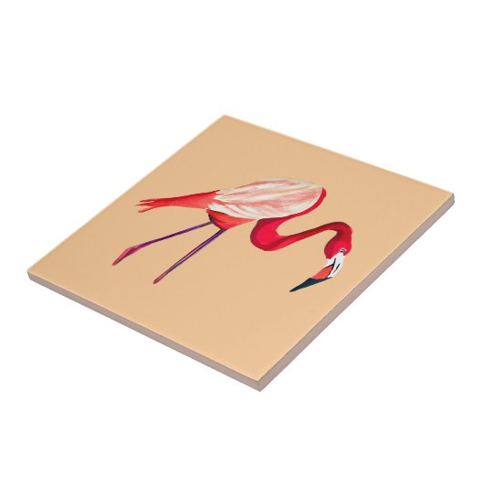 Flamingo Aquarell hübsche Kunst Fliese (Seite)