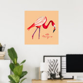 Flamingo Aquarell hübsche Kunst Poster (Heimbüro)