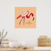 Flamingo Aquarell hübsche Kunst Poster (Küche)