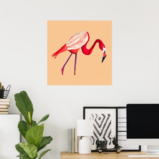 Flamingo Aquarell hübsche Kunst Poster (Heimbüro)