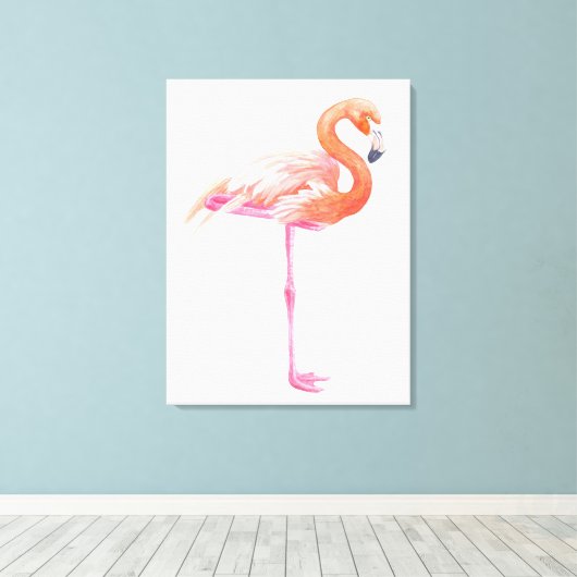 Flamingo-Aquarell Leinwanddruck (Insitu (Holzboden))