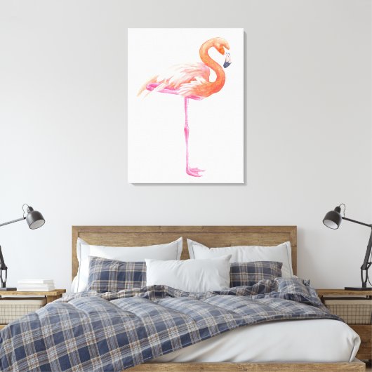 Flamingo-Aquarell Leinwanddruck (Insitu (Schlafzimmer))