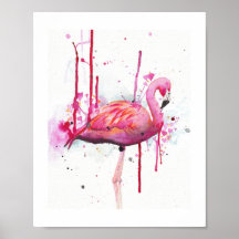 Flamingo-Aquarell