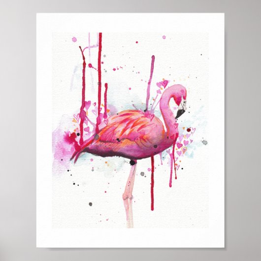 Flamingo-Aquarell Poster (Vorne)