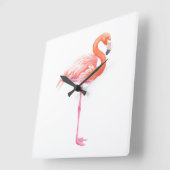 Flamingo-Aquarell Quadratische Wanduhr (Winkel)