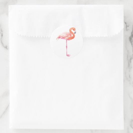 Flamingo-Aquarell Runder Aufkleber (Tasche)
