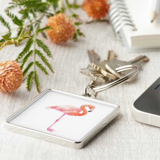 Flamingo-Aquarell Schlüsselanhänger (Seite)