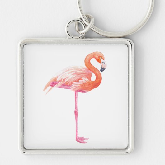 Flamingo-Aquarell Schlüsselanhänger (Vorne)
