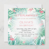 Flamingo Aquarell Tropische Geburtstagsparty Einladung (Rückseite)