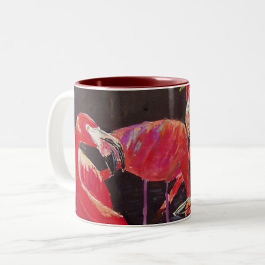 Flamingo-Aquarell Zweifarbige Tasse (Vorderseite Links)