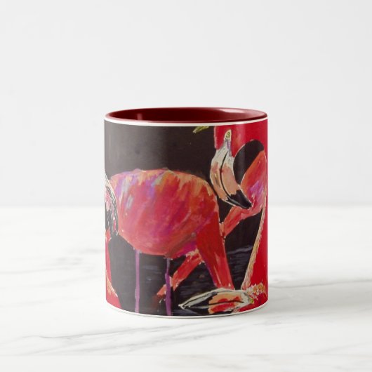 Flamingo-Aquarell Zweifarbige Tasse (Mittel)