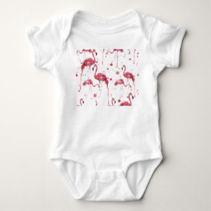 Flamingo-Aquarellmuster, lebendiges Design. Baby Strampler