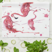 Flamingo-Aquarellmuster, lebendiges Design. Geschirrtuch (Gefaltet)