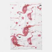 Flamingo-Aquarellmuster, lebendiges Design. Geschirrtuch (Vertikal)