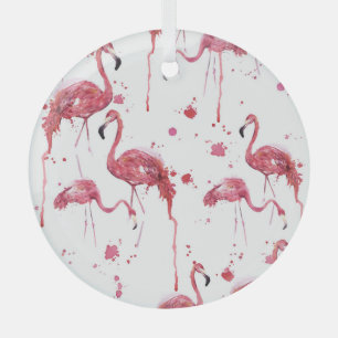 Flamingo Aquarellmuster, lebendiges Design. Ornament Aus Glas