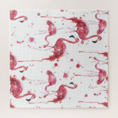 Flamingo Aquarellmuster, lebendiges Design. Puzzle (Horizontal)