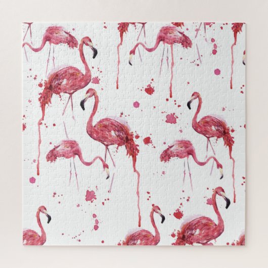 Flamingo Aquarellmuster, lebendiges Design. Puzzle (Vertikal)