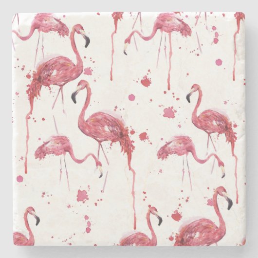 Flamingo Aquarellmuster, lebendiges Design. Steinuntersetzer (Vorderseite)