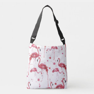 Flamingo Aquarellmuster, lebendiges Design. Tragetaschen Mit Langen Trägern