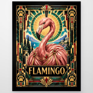 Flamingo, Art Deco-Wildlife Postkarte