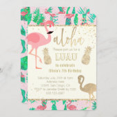 Flamingo Art Imitate Goldfolie Party Einladung (Vorne/Hinten)