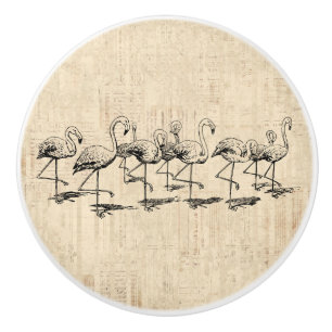 Flamingo Art Vintag Flamingos Keramikknauf