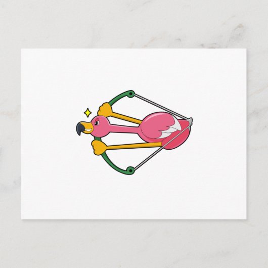 Flamingo as Arrow mit Bow Postkarte (Vorderseite)