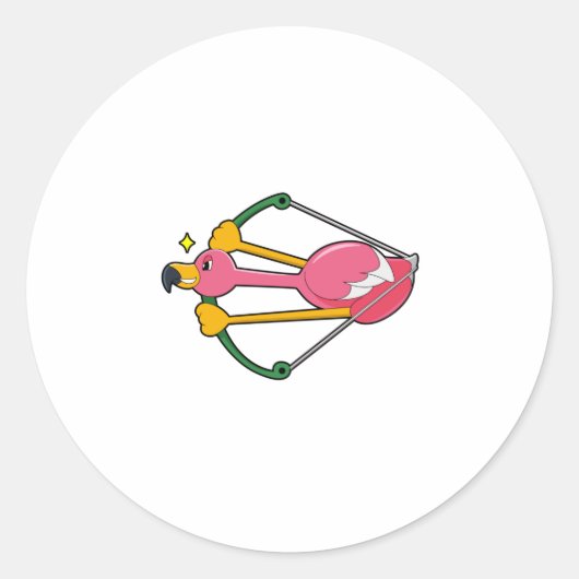 Flamingo as Arrow mit Bow Runder Aufkleber (Vorderseite)