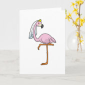 Flamingo as Bride at Wedding with Veil Karte (Gelbe Blume)