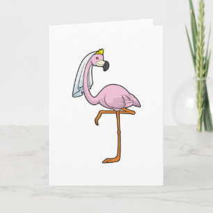 Flamingo as Bride at Wedding with Veil Karte