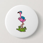 Flamingo as Hiker with Backpack Button (Vorderseite)