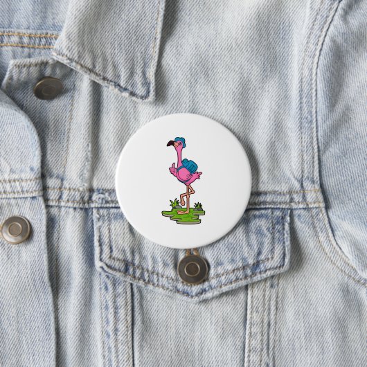 Flamingo as Hiker with Backpack Button (Beispiel)