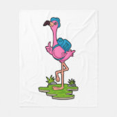 Flamingo as Hiker with Backpack Fleecedecke (Vorderseite)