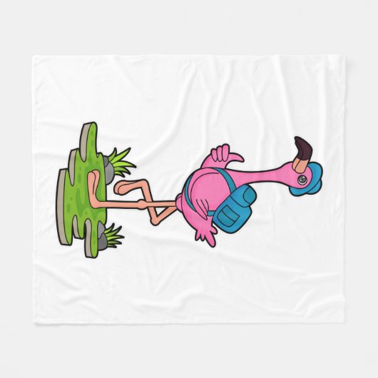Flamingo as Hiker with Backpack Fleecedecke (Vorderseite (Horizontal))