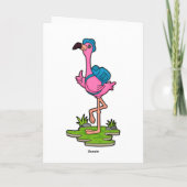 Flamingo as Hiker with Backpack Karte (Rückseite)
